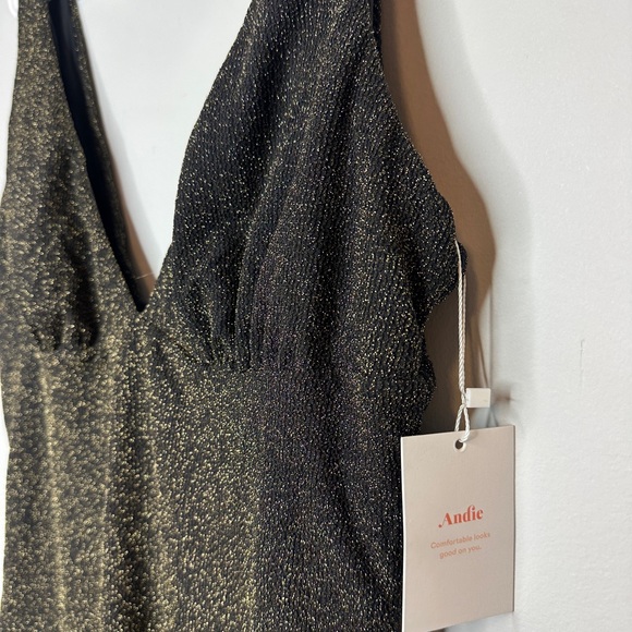 Andie Swim The Augustine One Piece Black Gold Glitter Women's Swimsuit NWT XL - Picture 4 of 10